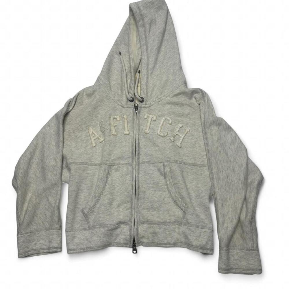 Abercrombie & Fitch Women’s Vintage Embroidered Logo Patch Zip Up Hoodie Y2K 3/4